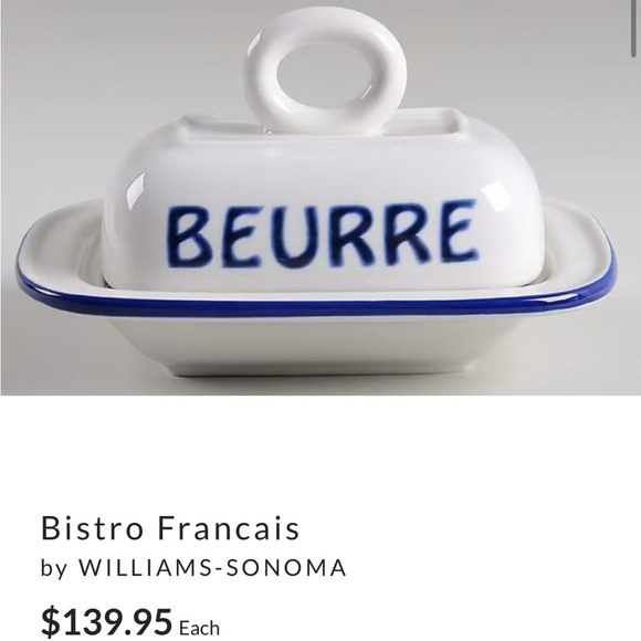WILLIAMS SONOMA BISTRO FRANCAIS CONFITURE JAM & BUTTER DISH 2012 FRENCH WRITING - Picture 2 of 12